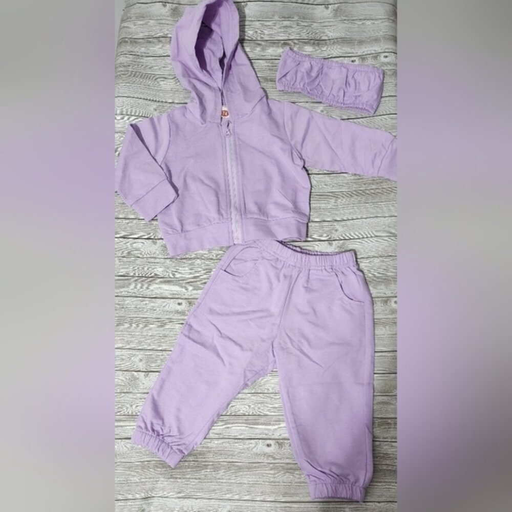 NWOT- SHEIN BABY Girls Zip Up Hoodie, Bandeau & Sweatpant-  Size 6-9 Months